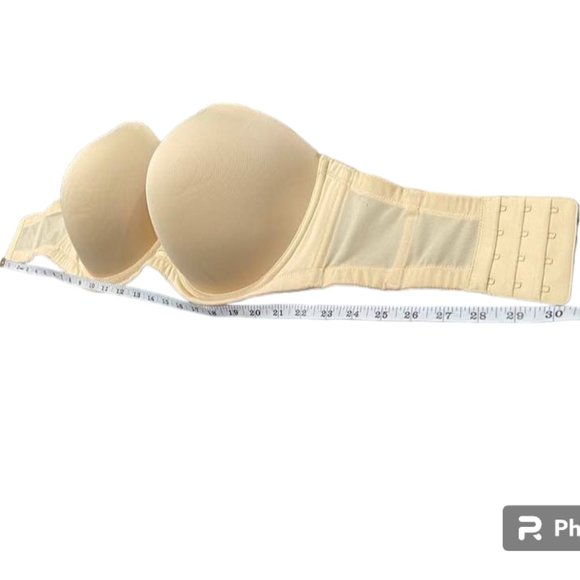 Strapless Underwire Beige Padded Bra - size 38H - Picture 6 of 13